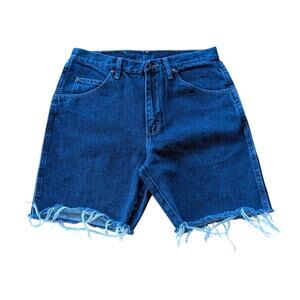 Wrangler Denim Jean Cut Off Shorts Mens 33 Blue Jorts Bermuda Grunge 8"